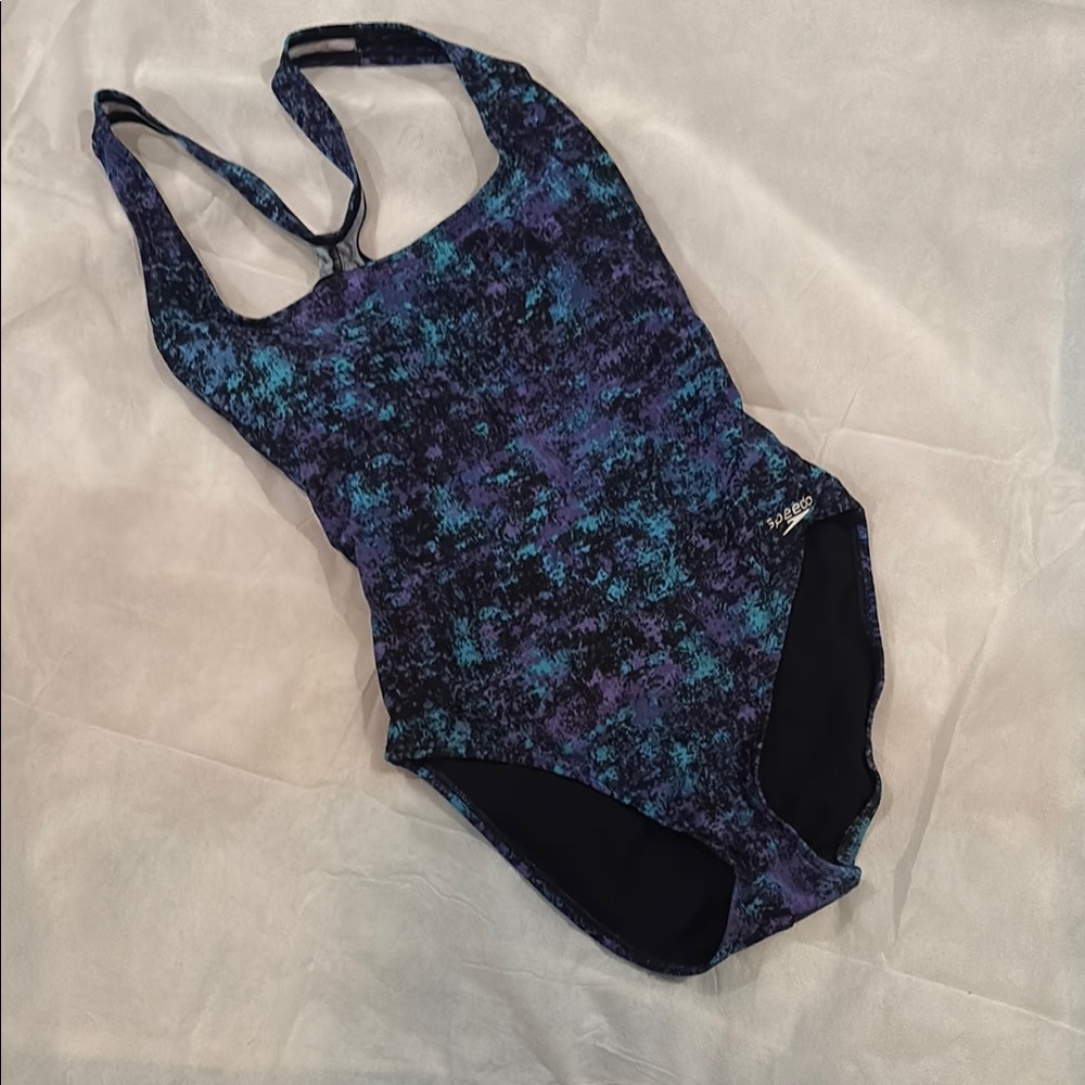 Blue and Black Patterned Speedos Swimsuit size Ladies 4-6